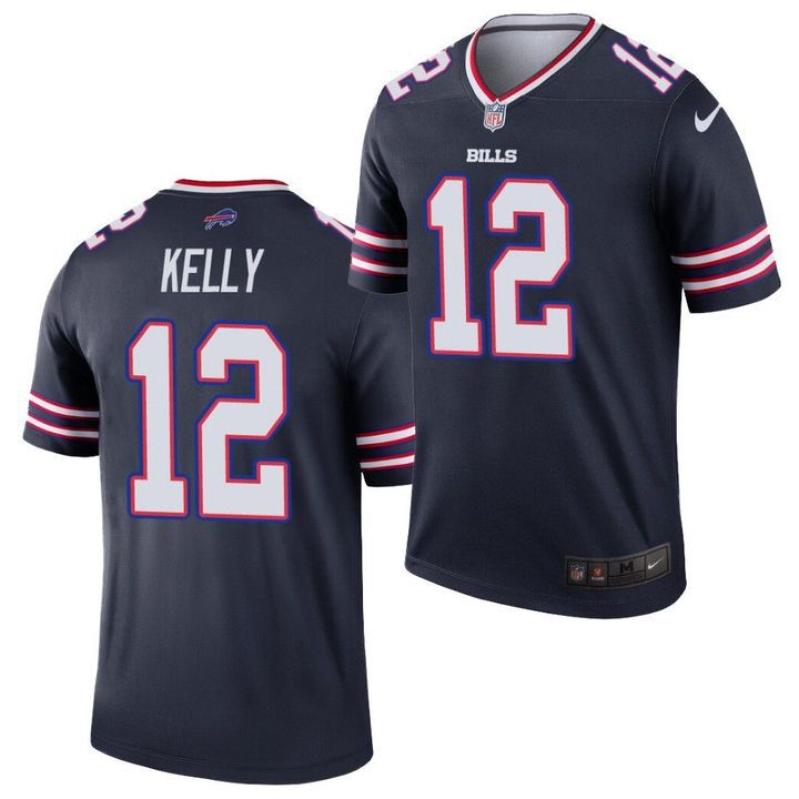 Men Buffalo Bills 12 Jim Kelly Nike Navy Game Retired Player NFL Jersey